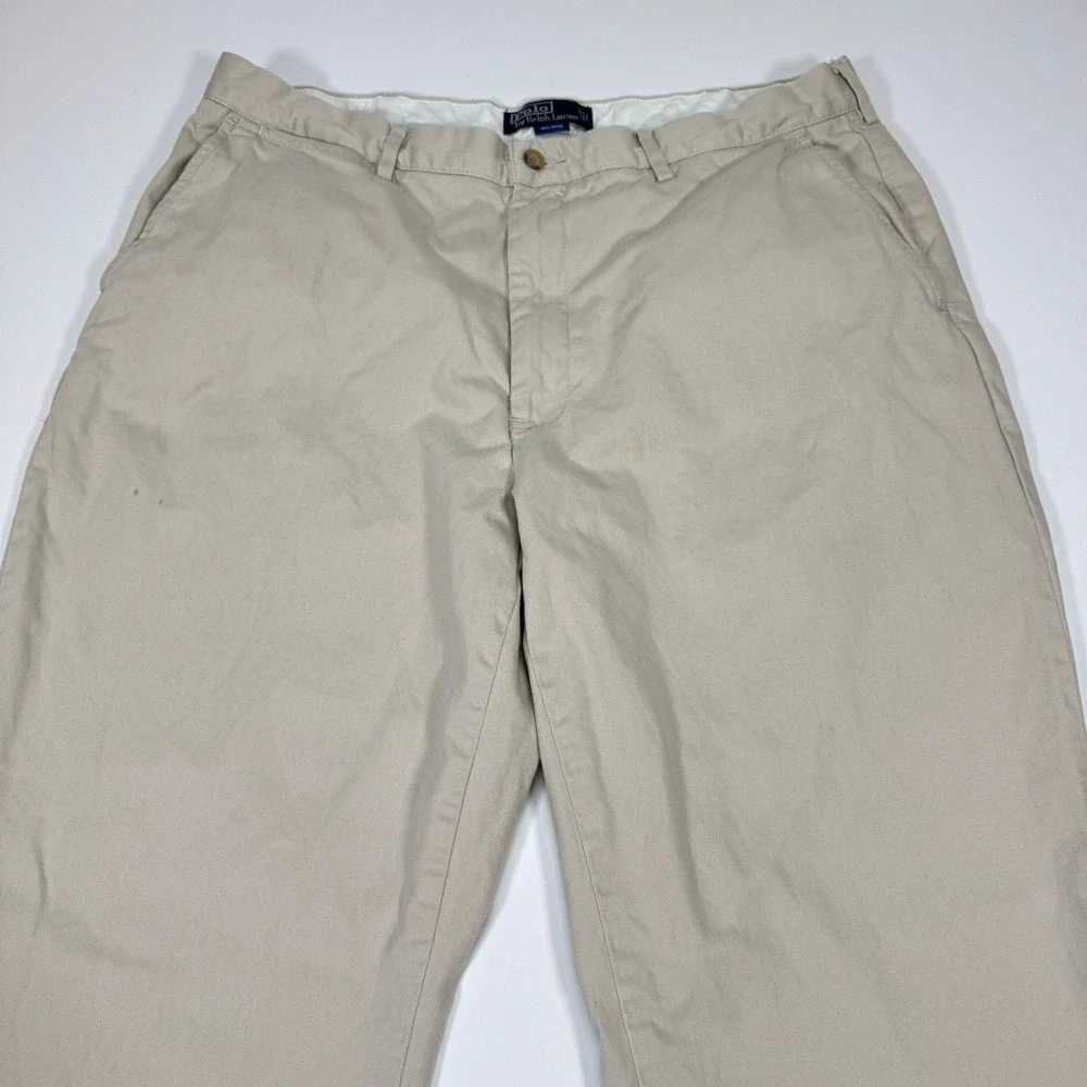 Polo Ralph Lauren Chino Pants Mens Tag 38x32 Fits 36x28 Khaki Classic Flat Front